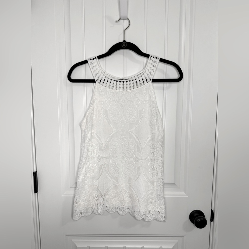 Adiva White Lace Tank Top